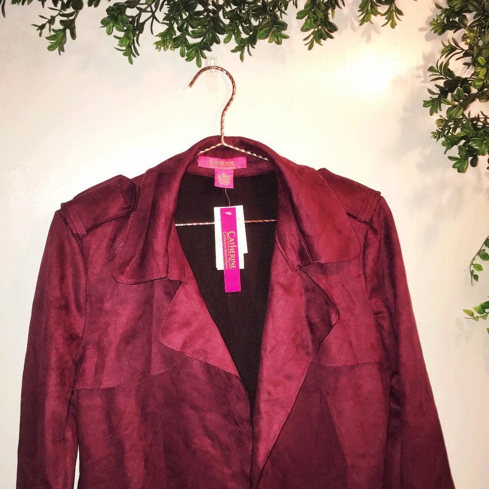 Catherine Malandrino Faux Suede Trench Coat